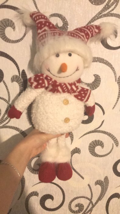 Фотография покупателя товара Кукла интерьерная "Снеговик в красной шапочке" 43 см