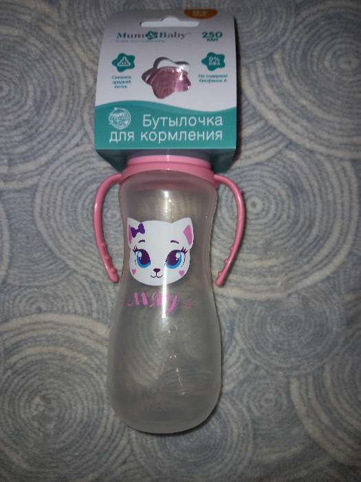 Фотография покупателя товара Бутылочка для кормления «Кошечка Софи», классическое горло, приталенная, с ручками, 250 мл., от 0 мес., цвет розовый