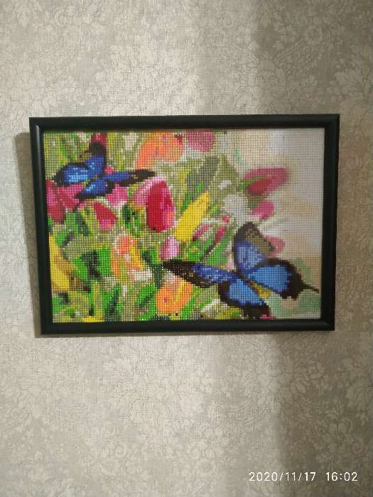 Фотография покупателя товара Алмазная мозаика «Бабочки в тюльпанах», 33 цвета