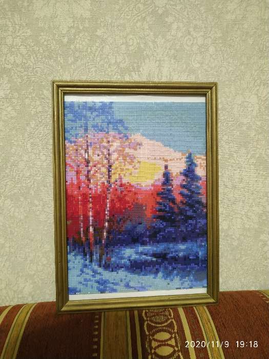 Фотография покупателя товара Алмазная мозаика «Закат в зимнем лесу», 24 цвета, без рамки - Фото 1
