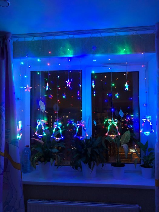 Фотография покупателя товара Гирлянда «Бахрома» 2.4 × 0.9 м с насадками «Звёзды», IP20, прозрачная нить, 138 LED, свечение белое, 8 режимов, 220 В - Фото 48