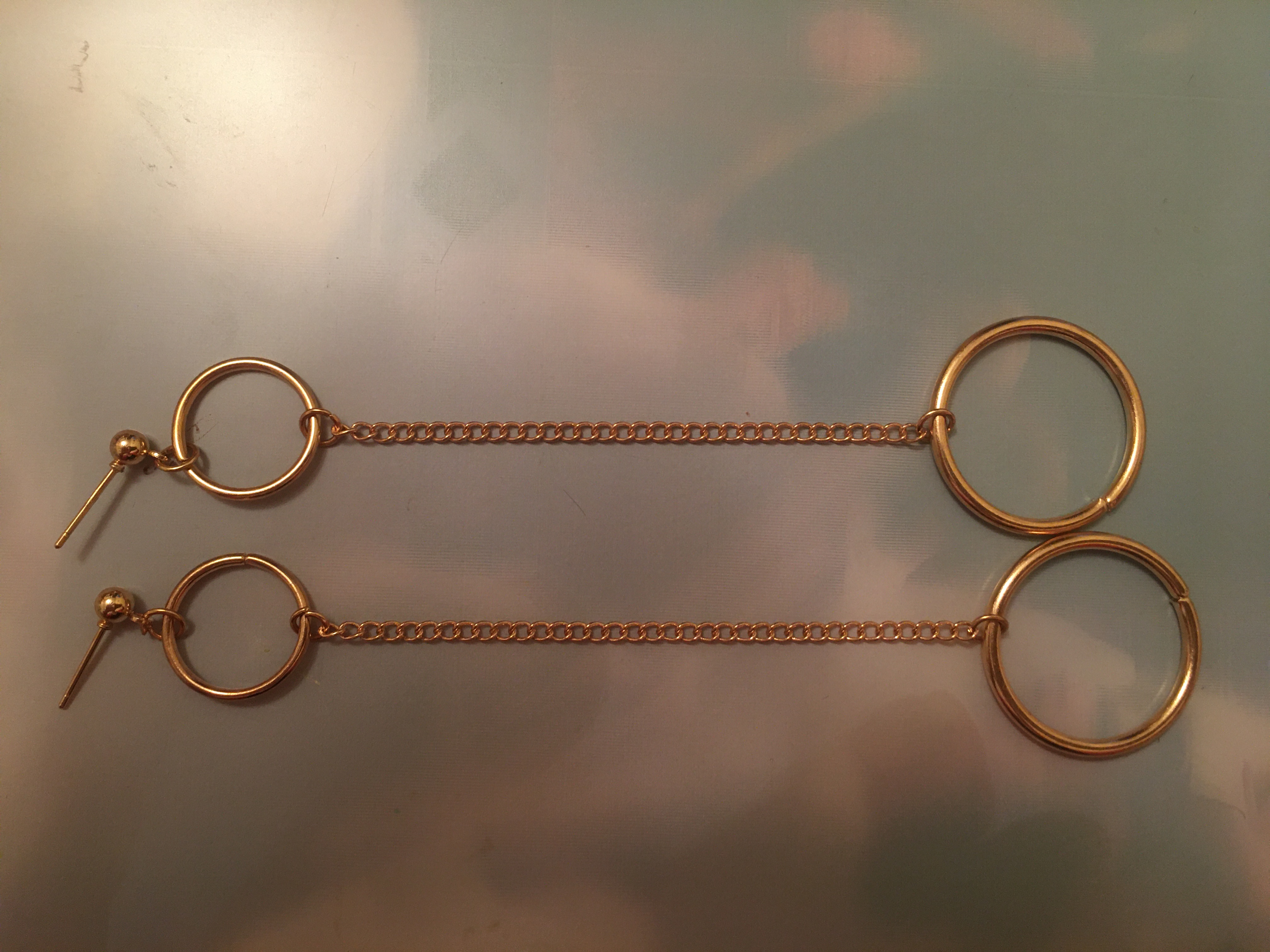 Фотография покупателя товара Серьги металл «Кольца с цепью», цвет золото - Фото 1