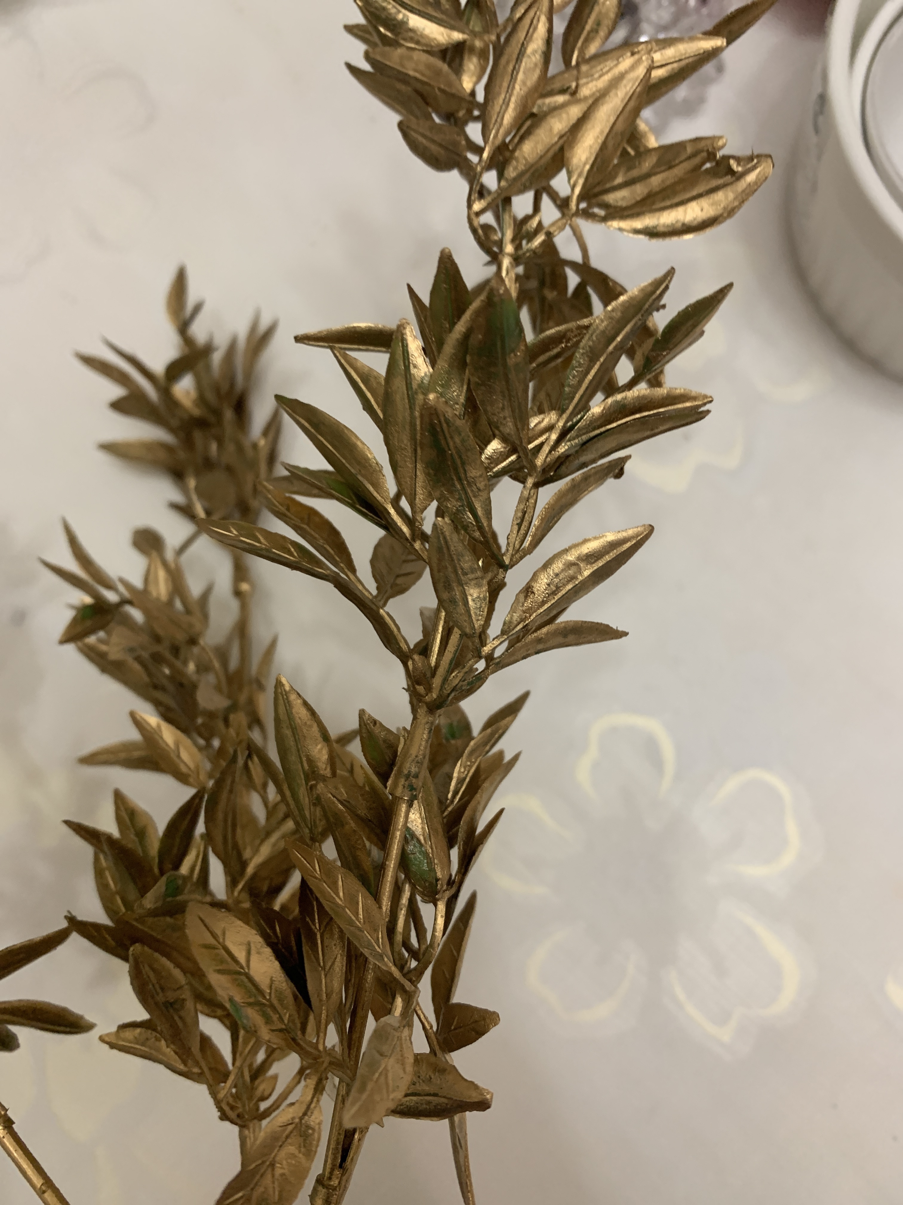 Фотография покупателя товара Цветы искусственные блеск "Лавровый куст" 30 см, золото