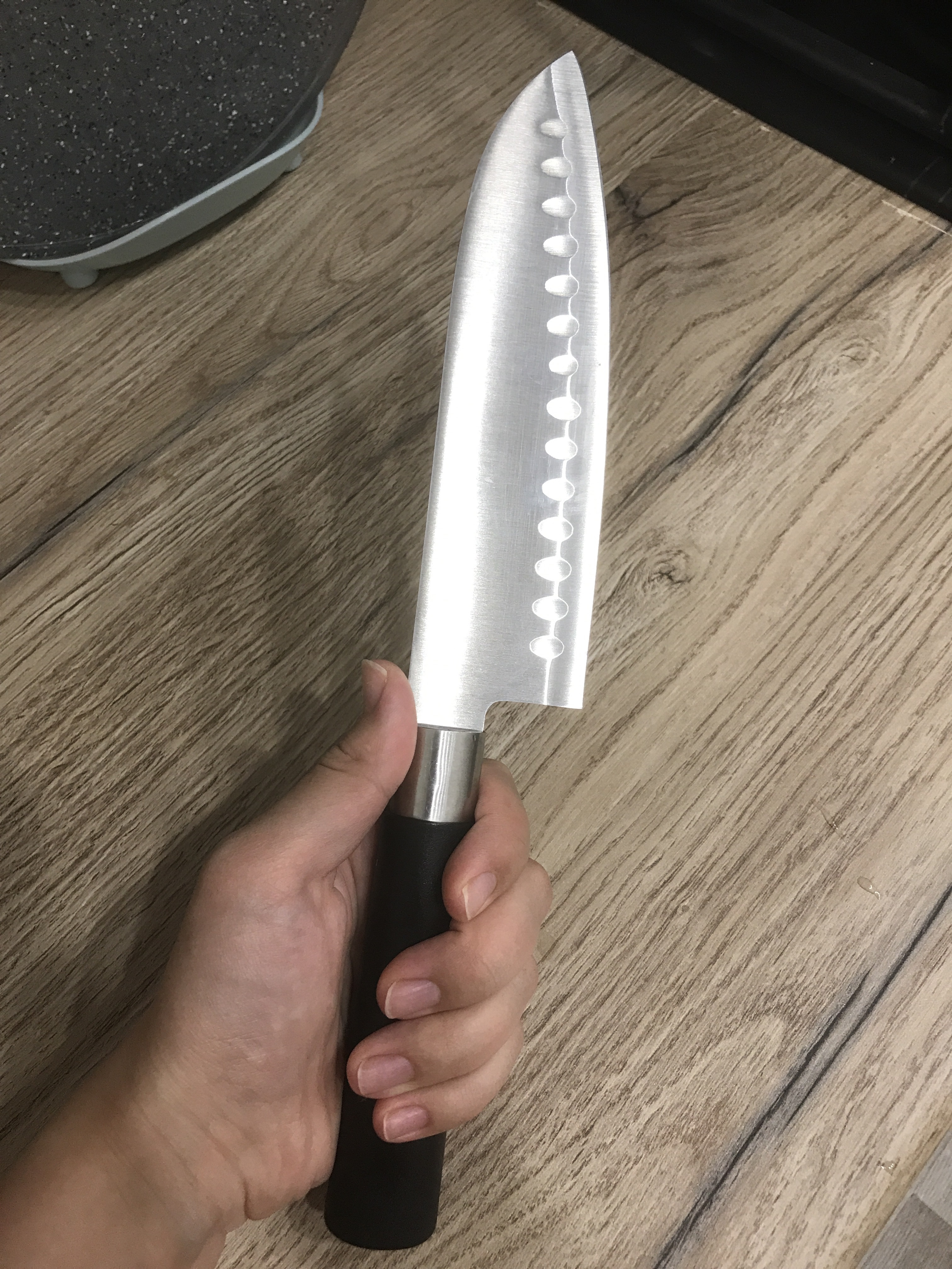 Фотография покупателя товара Нож кухонный NADOBA KEIKO Сантоку с углублениями, лезвие 17,5 см - Фото 1