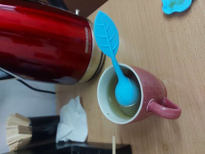Фотография покупателя товара Сито для чая «Листок», нержавеющая сталь 304, цвет голубой - Фото 2