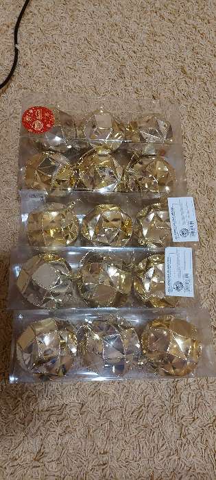 Фотография покупателя товара Набор шаров пластик d-8 см, 3 шт "Геометрия граней" золото