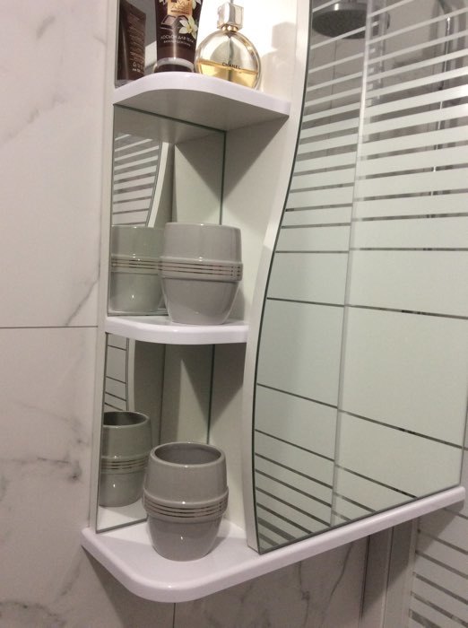 Фотография покупателя товара Набор аксессуаров для ванной комнаты «Бесконечность», 4 предмета (дозатор 400 мл, мыльница, 2 стакана), цвет светло-серый