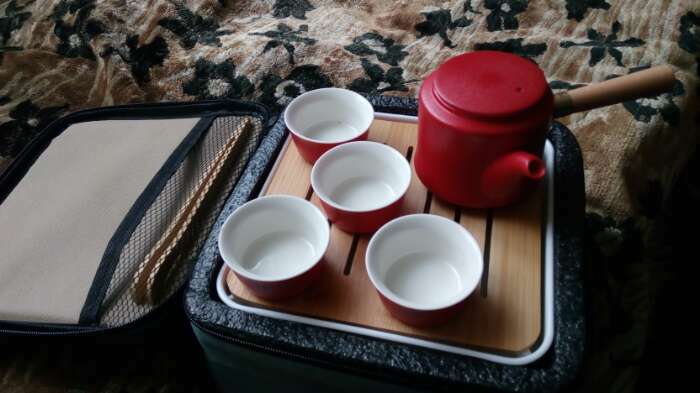 Фотография покупателя товара Набор для чайной церемонии 9 предметов, на 4 персоны, чашка 40 мл, чайник 250 мл, красный - Фото 6