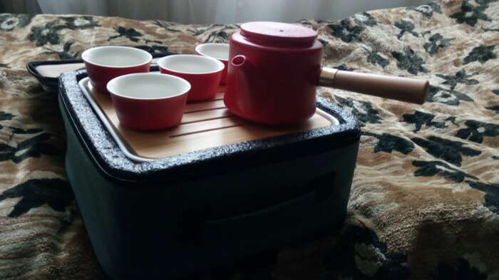 Фотография покупателя товара Набор для чайной церемонии 9 предметов, на 4 персоны, чашка 40 мл, чайник 250 мл, красный - Фото 5