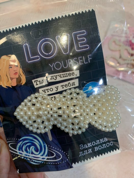 Фотография покупателя товара Заколка для волос на подложке Love