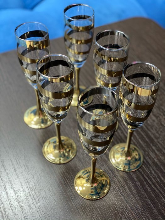 Фотография покупателя товара Набор бокалов для шампанского «Серпантин», 170 мл, 6 шт, цвет золотой - Фото 2