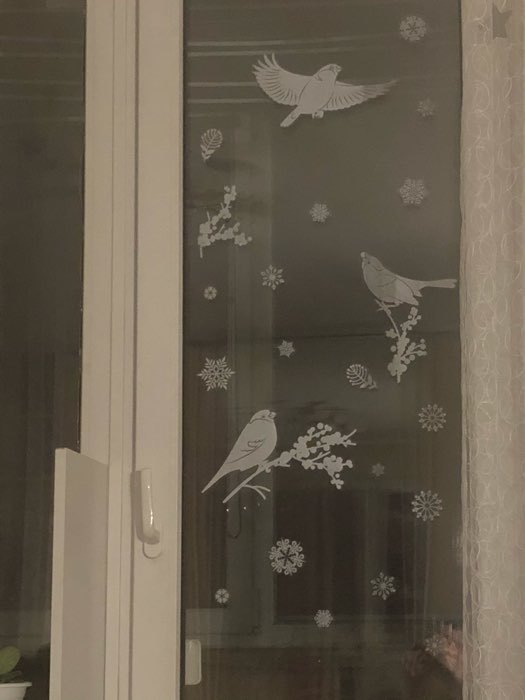 Фотография покупателя товара Наклейка для окон «Зимние птички» , многоразовая, 33 × 50 см - Фото 8