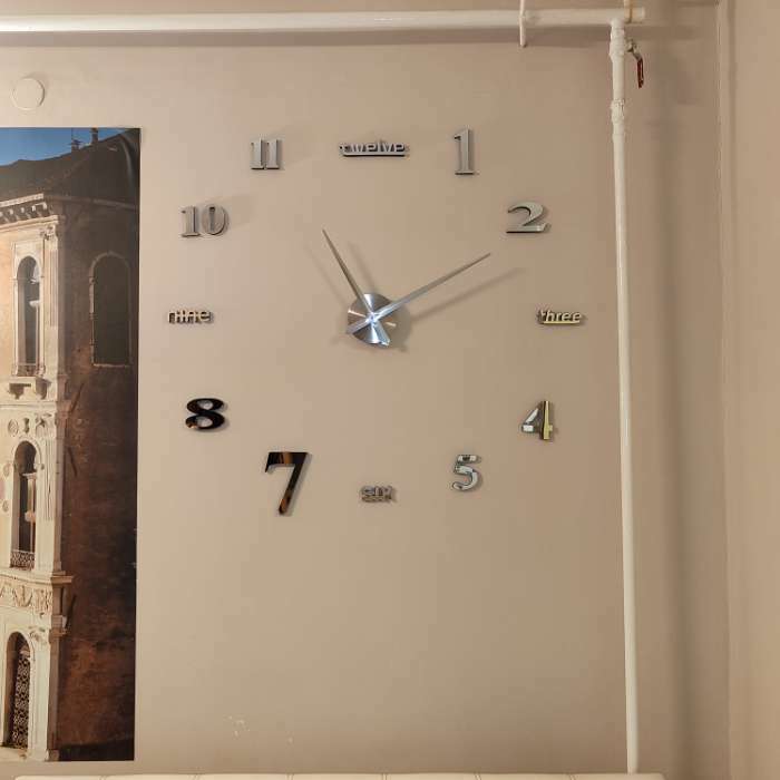 Фотография покупателя товара Часы-наклейка, серия: DIY, "Клермонт", плавный ход, d-120 см, 1 АА, серебро - Фото 1