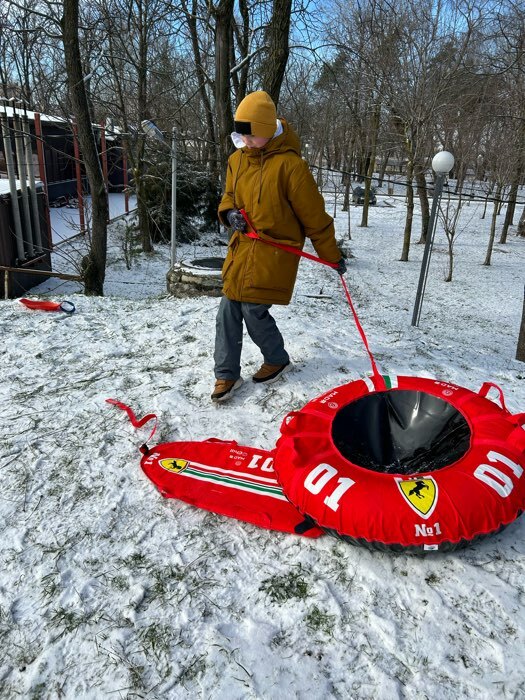 Фотография покупателя товара Тюбинг-ватрушка Winter Star «#1», диаметр чехла 107 см - Фото 1