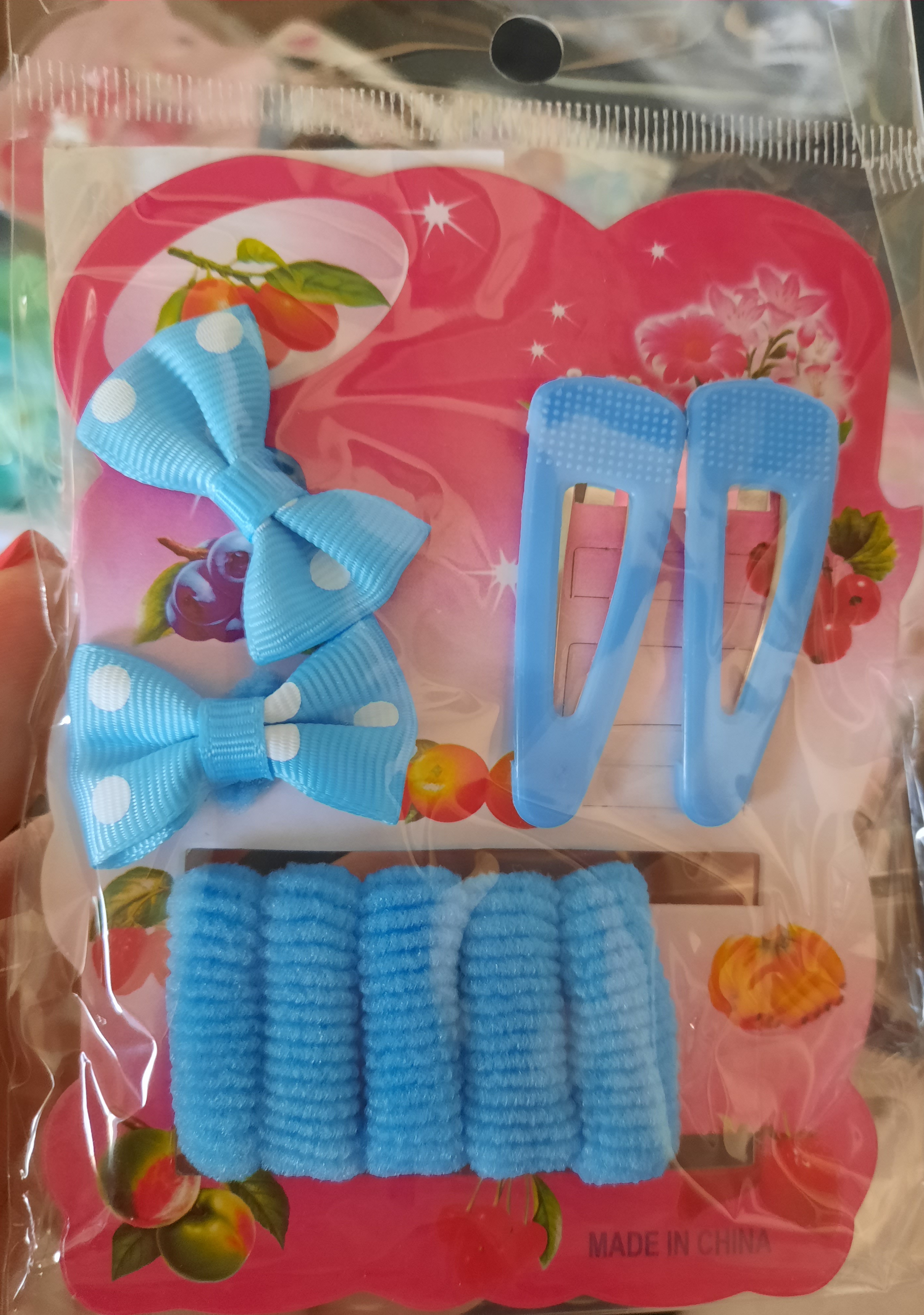 Фотография покупателя товара Набор для волос "Софи" (7 резинок, 2 невидимки) бантики в горошек, голубой - Фото 2