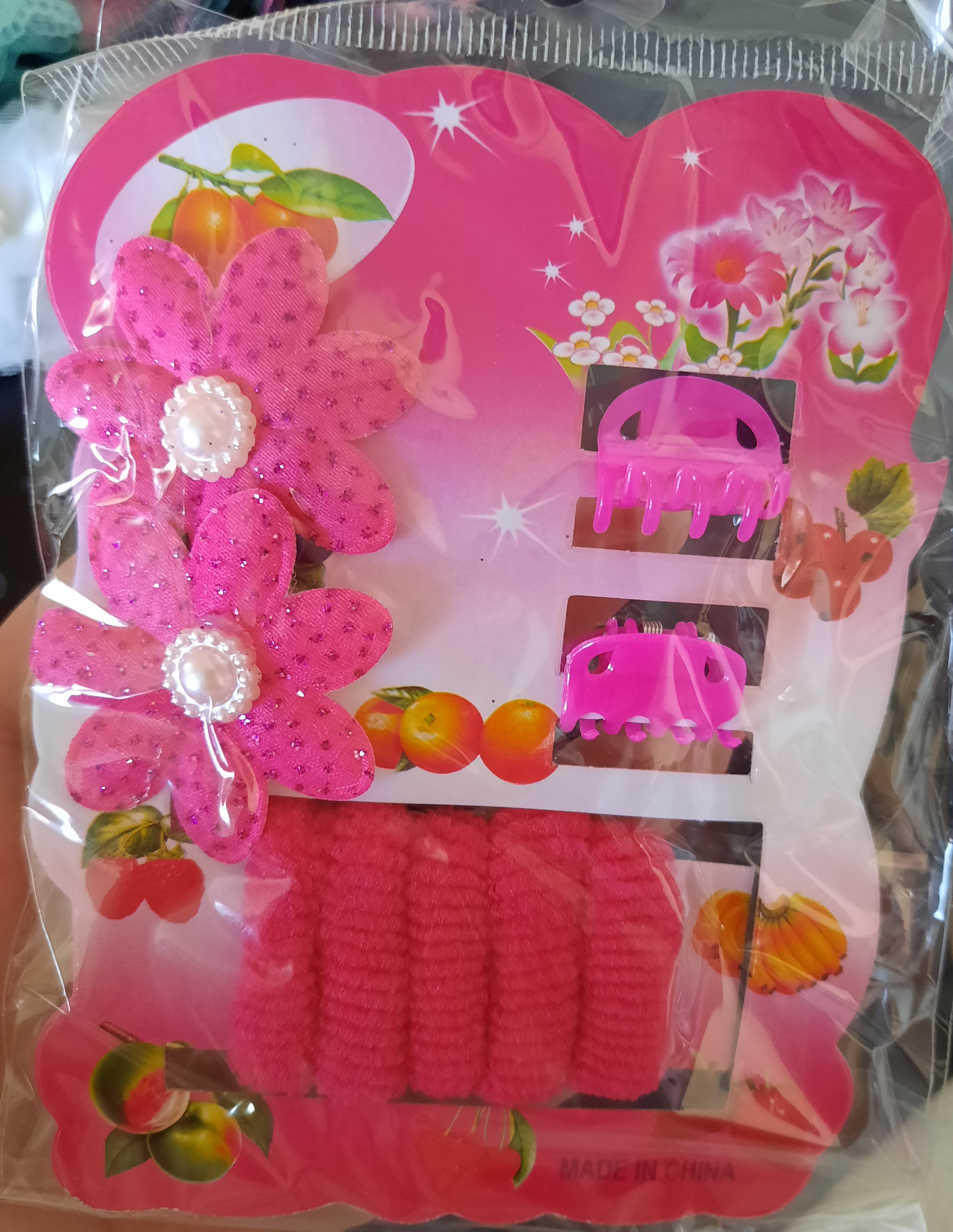 Фотография покупателя товара Набор для волос "Софи" (7 резинок, 2 краба) цветочки, розовый