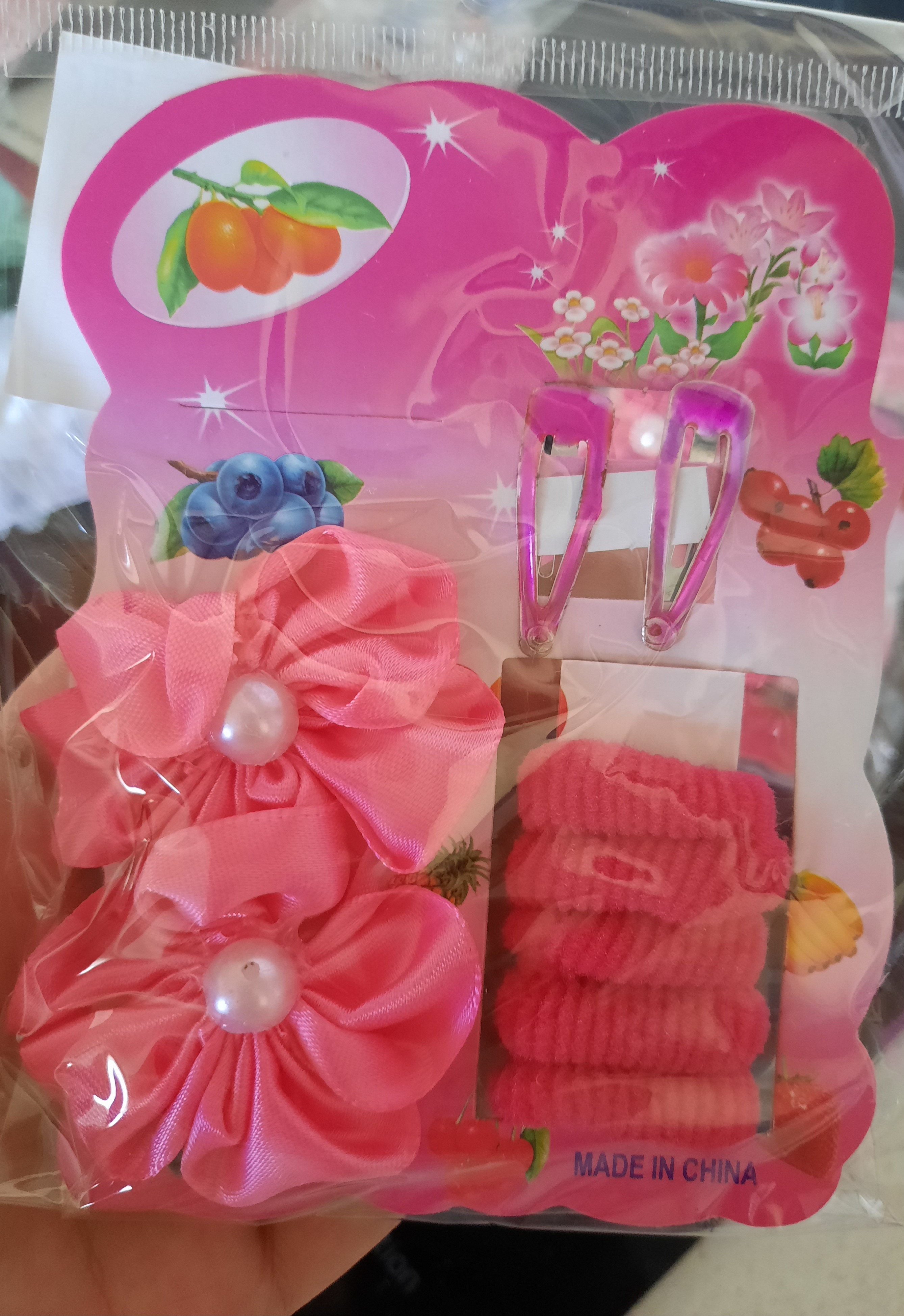 Фотография покупателя товара Набор для волос "Софи" (7 резинок, 2 невидимки) цветы с бусиной, розовый - Фото 1