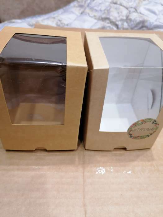 Фотография покупателя товара Упаковка под один капкейк с окном, крафт, 12,5 х 9,5 х 9,5 см - Фото 1