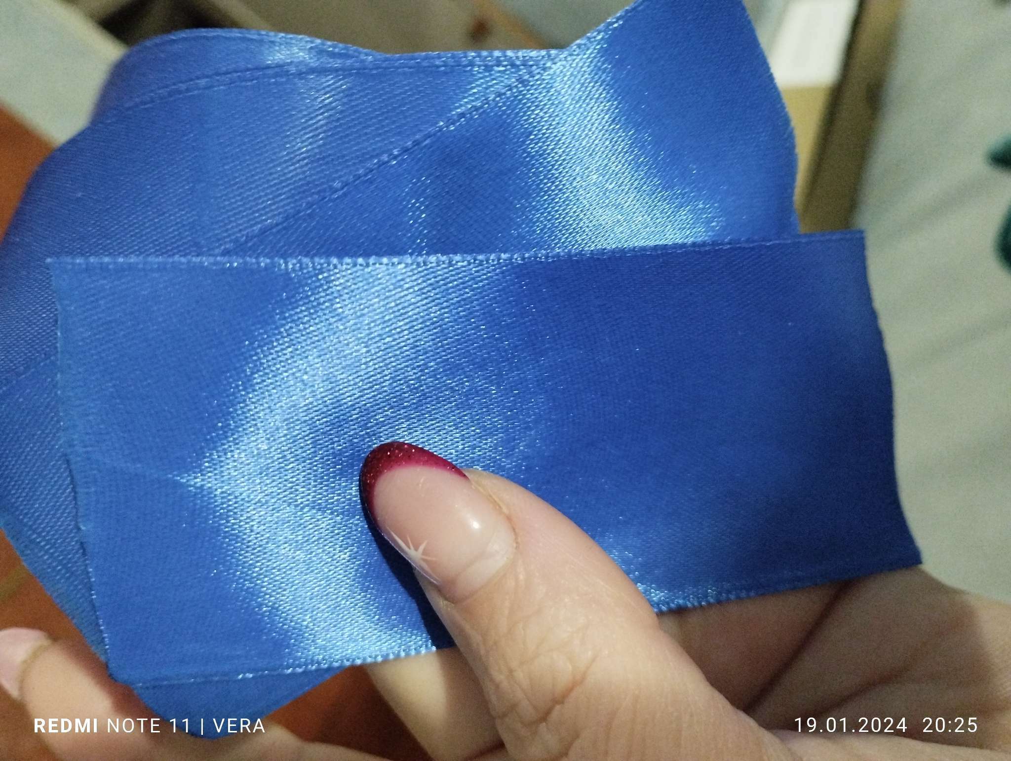 Фотография покупателя товара Лента атласная, 50 мм × 23 ± 1 м, цвет синий №40 - Фото 1