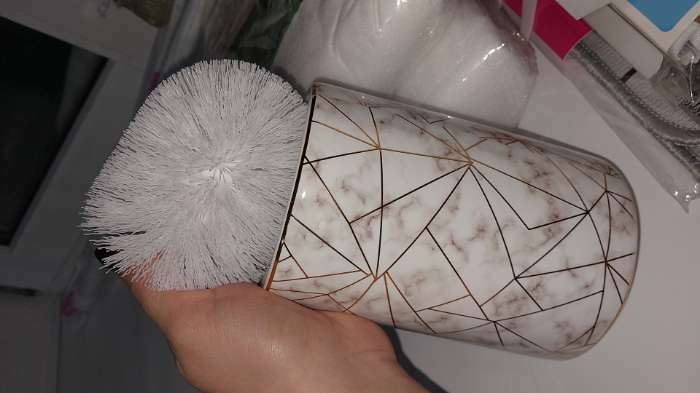 Фотография покупателя товара Ёршик для унитаза с подставкой «Лили», 9.5×9.5×37 см, белый - Фото 1