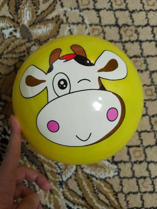Фотография покупателя товара Мяч детский «Животные 2», с наклейкой, d=22 см, цвета МИКС - Фото 1