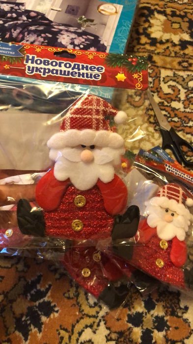 Фотография покупателя товара Мягкая подвеска "Дед Мороз сидящий" 11,5х13,5 см, бело-красный - Фото 3