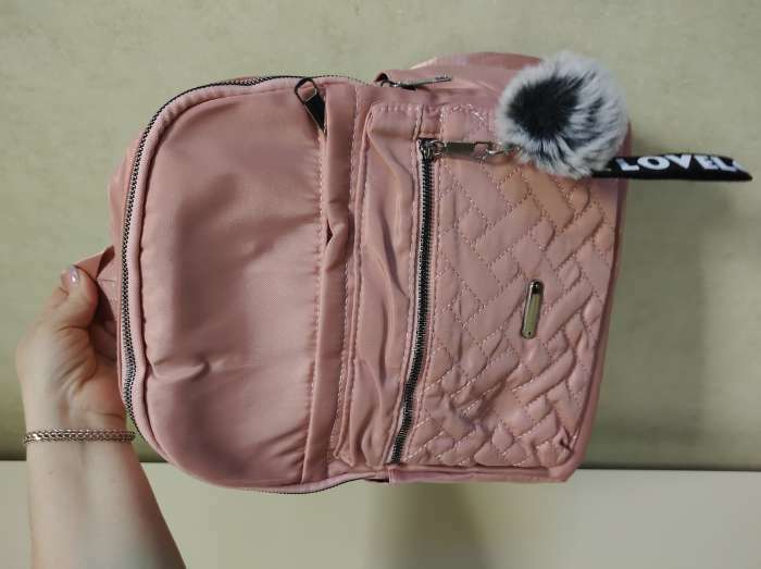 Фотография покупателя товара Рюкзак городской из текстиля, 2 наружных кармана, 4 кармана, цвет розовый - Фото 1