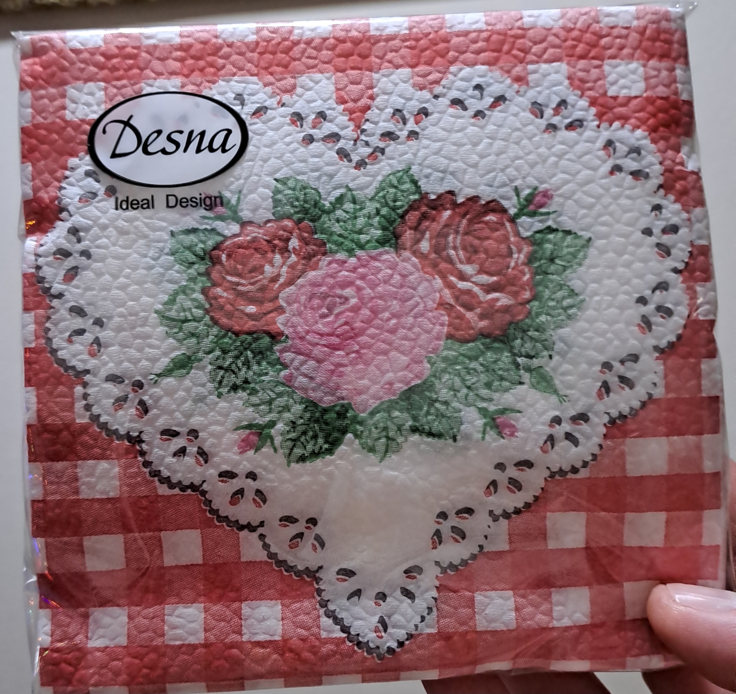 Фотография покупателя товара Салфетки бумажные Desna Design "Сердце и розы",1 слоя,24x24,40 листов - Фото 1