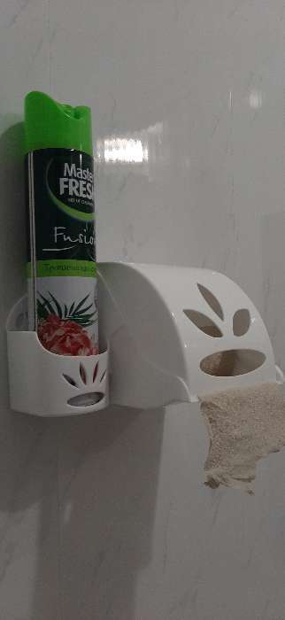 Фотография покупателя товара Держатель для туалетной бумаги и освежителя воздуха, цвет МИКС - Фото 4
