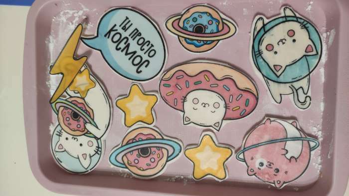Фотография покупателя товара Вафельные картинки съедобные «Ты просто космос» для капкейков, торта KONFINETTA, 12 шт.