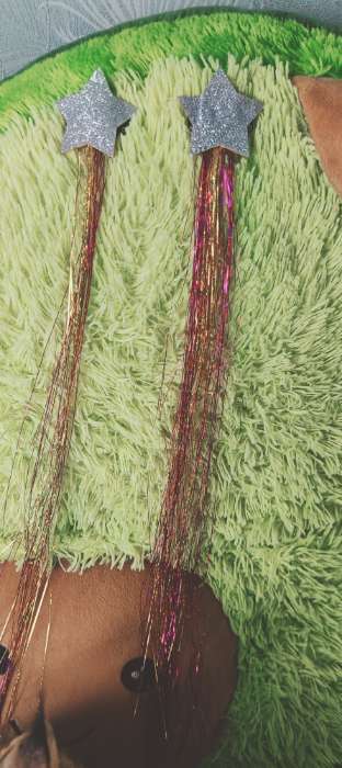 Фотография покупателя товара Набор декора для волос «Звезда», на заколке, 2 шт, 40 см, разноцветный - Фото 1
