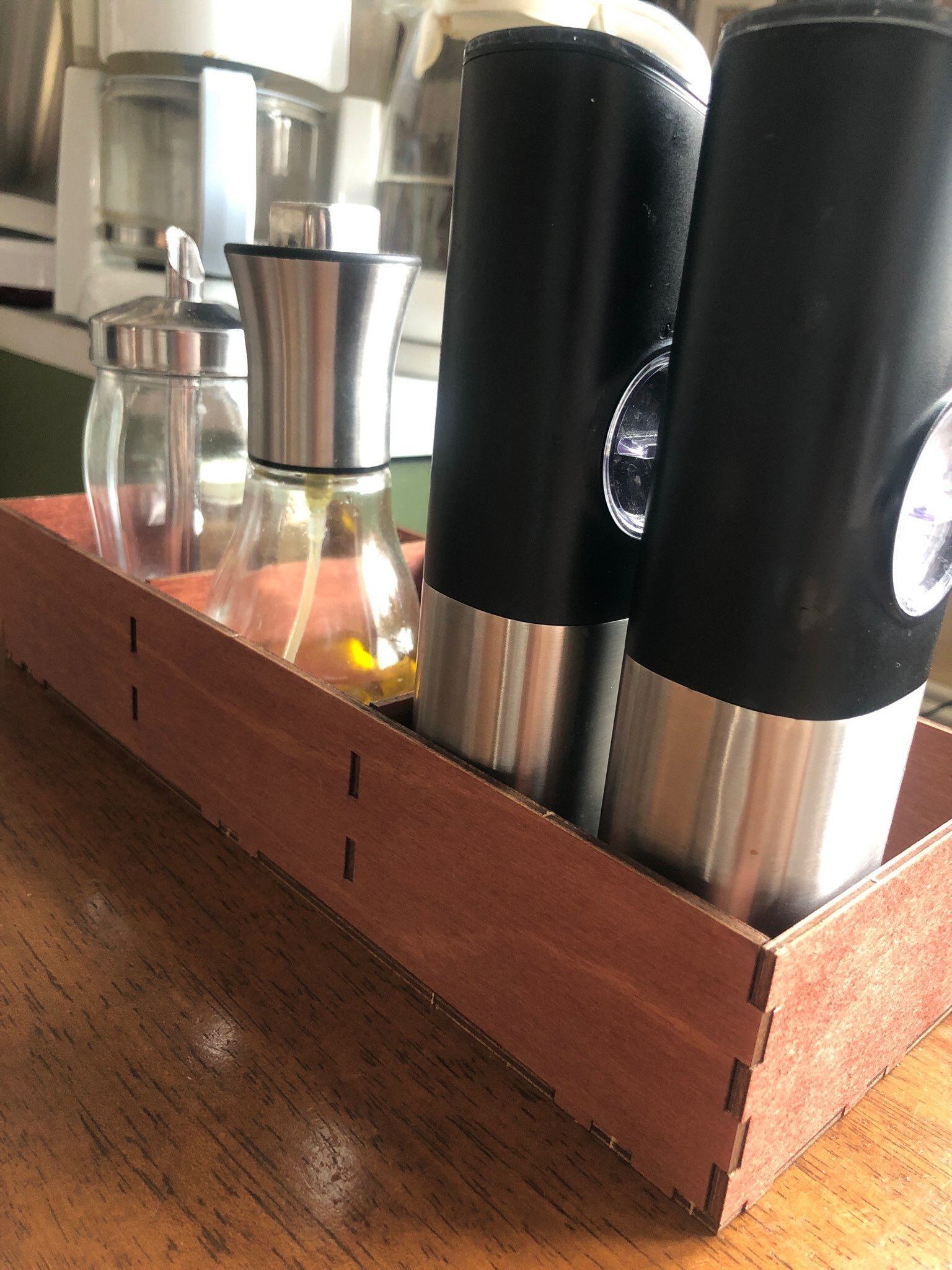 Фотография покупателя товара Органайзер деревянный для чая и кухонных принадлежностей Доляна, 33×12×6 см, цвет мокко