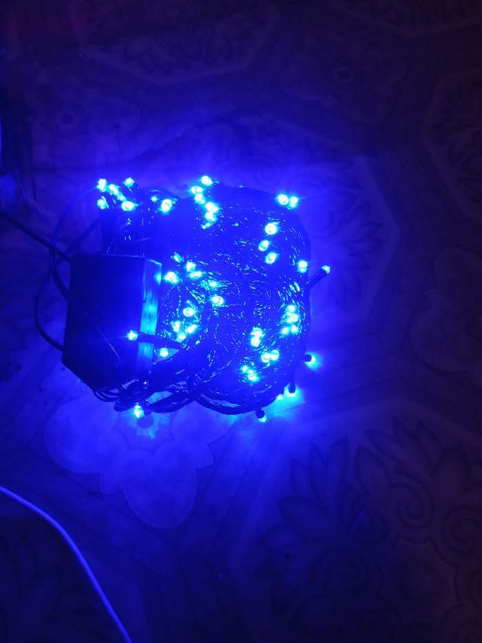 Фотография покупателя товара Гирлянда «Нить» 10 м, IP20, тёмная нить, 100 LED, свечение мульти, 8 режимов, 220 В - Фото 237