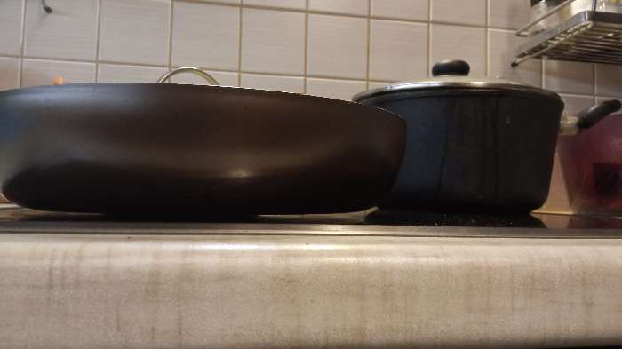 Фотография покупателя товара Сковорода Compliment, d=28 см, съёмная ручка, стеклянная крышка, антипригарное покрытие, цвет коричневый - Фото 1