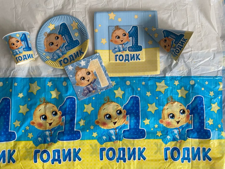 Фотография покупателя товара Салфетки бумажные «1 годик», малыш, 25х25см, набор 20 шт.