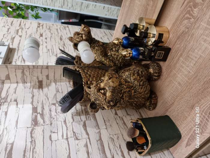 Фотография покупателя товара Подставка для зонтов "Медведь с корзиной" 30х23х30см, бронза - Фото 2
