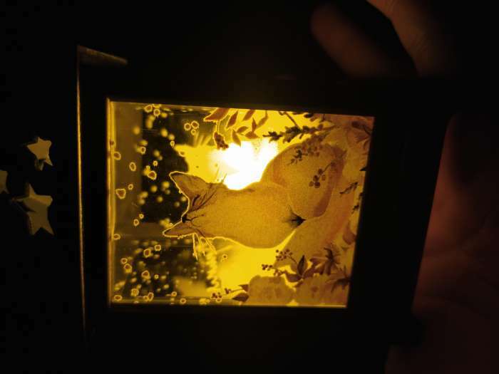 Фотография покупателя товара Светодиодная фигура «Бронзовый фонарь с лисой» 6.3 × 12 × 6.3 см, пластик, батарейки AG13х3, свечение тёплое белое, УЦЕНКА - Фото 1