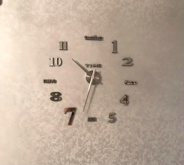 Фотография покупателя товара Часы-наклейка, серия: DIY, "Клермонт", плавный ход, d-120 см, 1 АА, серебро - Фото 12