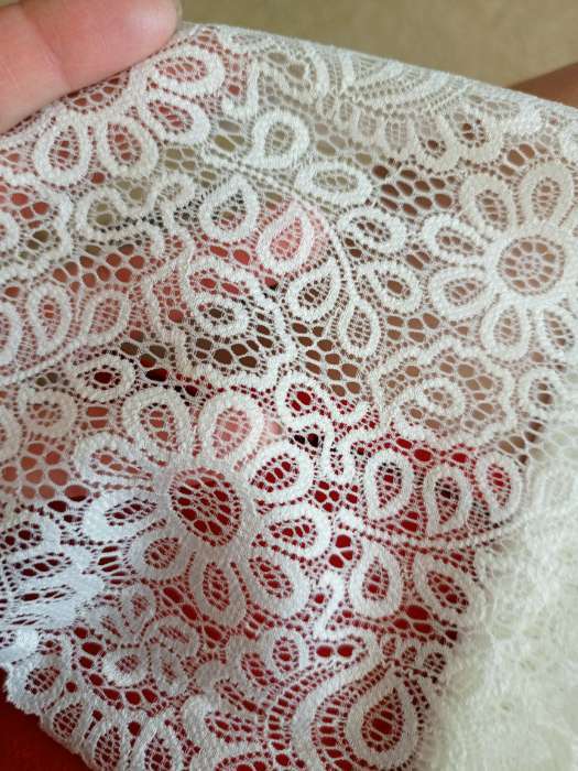 Фотография покупателя товара Кружевная эластичная ткань, 190 мм × 2,7 ± 0,5 м, цвет молочный