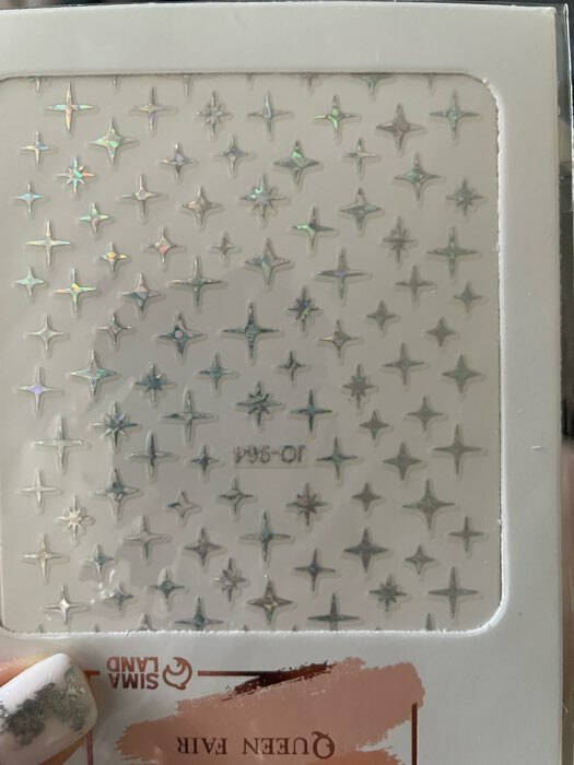 Фотография покупателя товара Наклейки для ногтей «Звезда», объёмные, металлизированные, цвет серебристый - Фото 1