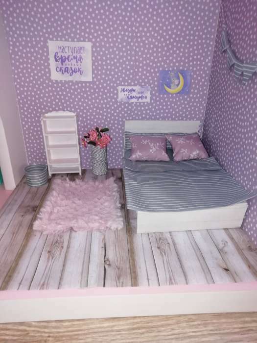 Фотография покупателя товара Набор для творчества. Кукольная кроватка с постельным бельем «Как у взрослых», 14 х 20 х 10 см