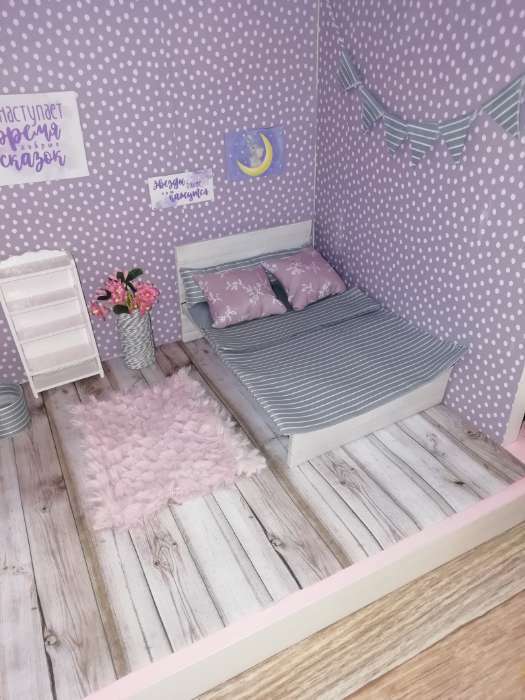 Фотография покупателя товара Набор для творчества. Кукольная кроватка с постельным бельем «Как у взрослых», 14 х 20 х 10 см