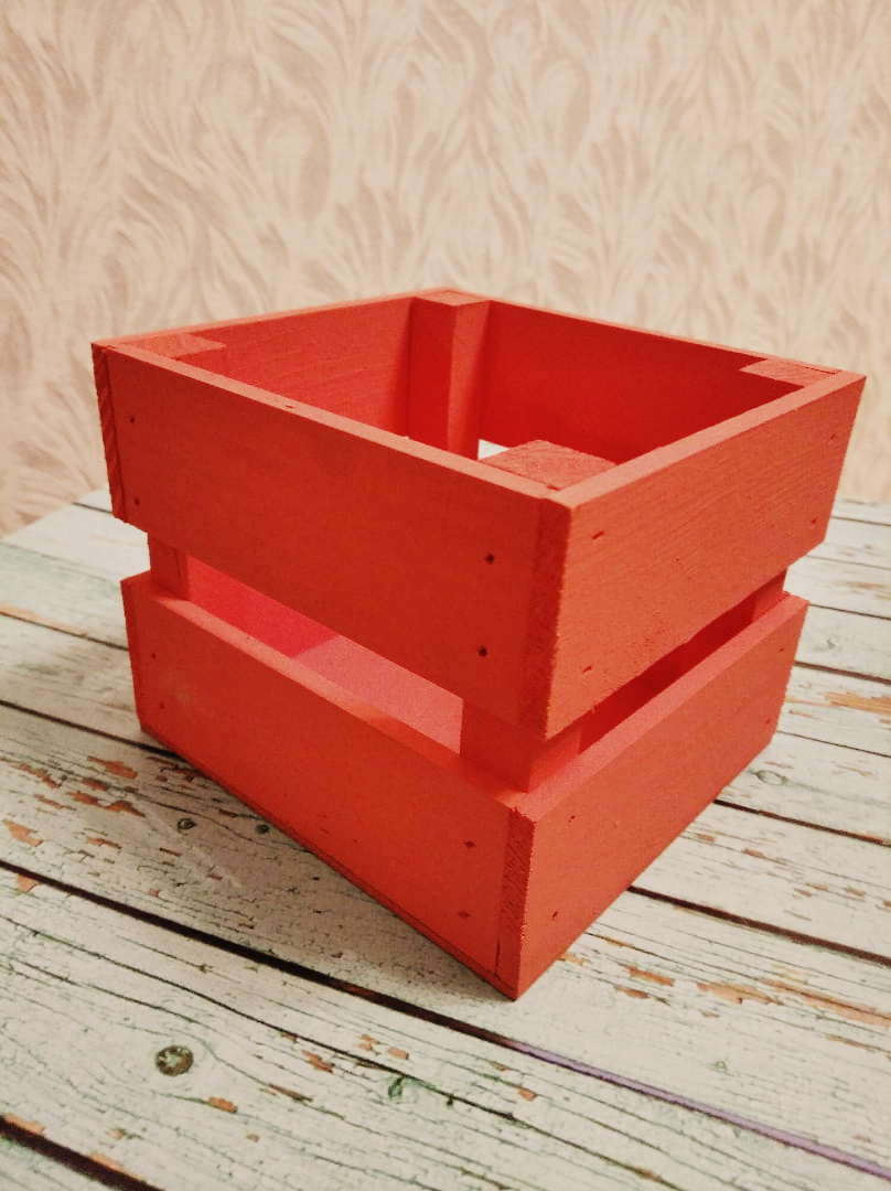 Фотография покупателя товара Кашпо деревянное 12×11×9 см "Однушка Лайт", двухреечное, красный Дарим Красиво - Фото 1