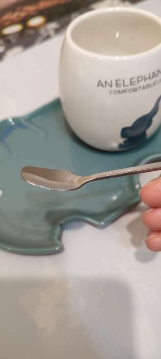 Фотография покупателя товара Чайная пара керамическая «Слоник», 2 предмета: кружка с ложкой 220 мл, блюдце 19×12,5 см - Фото 3