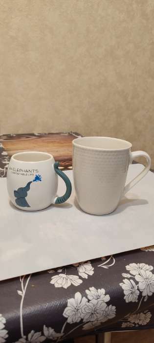 Фотография покупателя товара Чайная пара керамическая «Слоник», 2 предмета: кружка с ложкой 220 мл, блюдце 19×12,5 см - Фото 2