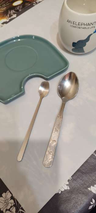 Фотография покупателя товара Чайная пара керамическая «Слоник», 2 предмета: кружка с ложкой 220 мл, блюдце 19×12,5 см - Фото 5