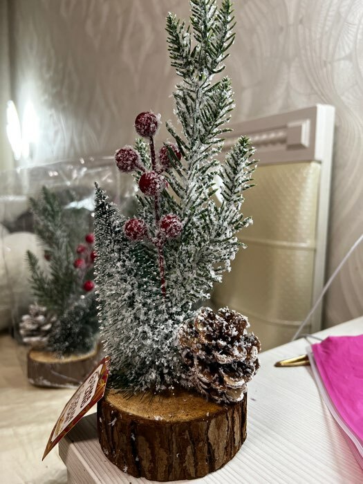 Фотография покупателя товара Новогодняя композиция «Ёлочка с веточками и шишкой» 13 × 13 × 26 см