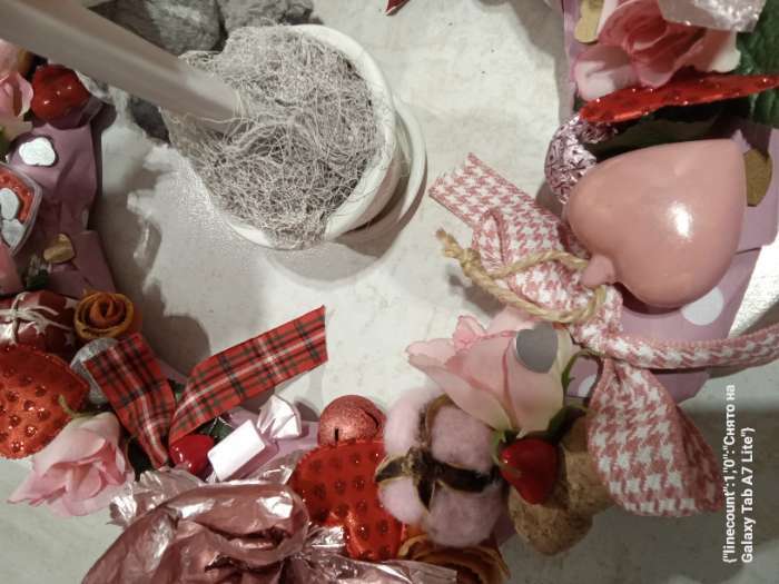 Фотография покупателя товара Лента декоративная «Гусиная лапка», 25 мм, 9 ± 0,5 м, цвет розовый/белый - Фото 1