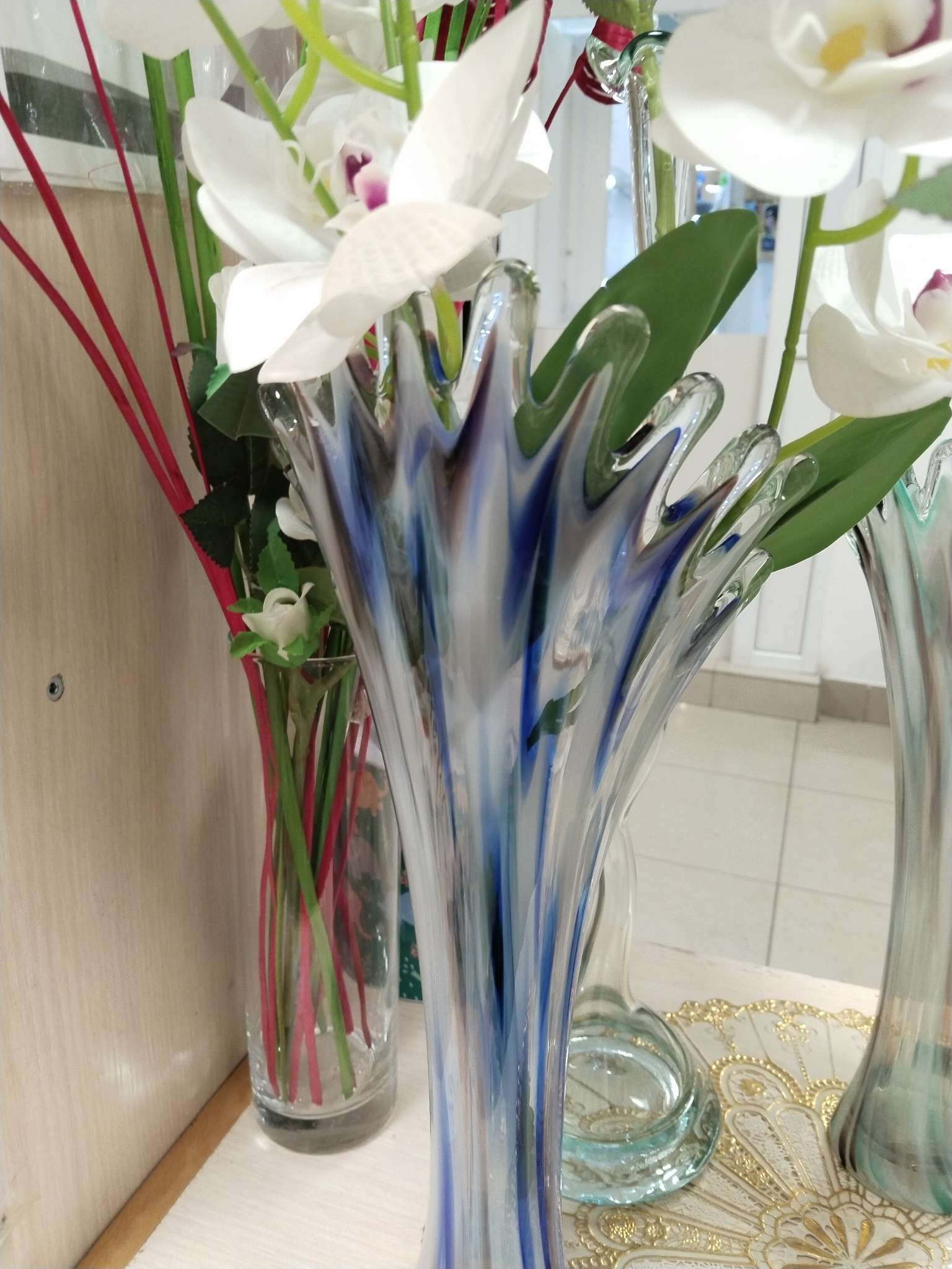 Фотография покупателя товара Ваза "Коралл" 38 см, бело-сине-марганцевая