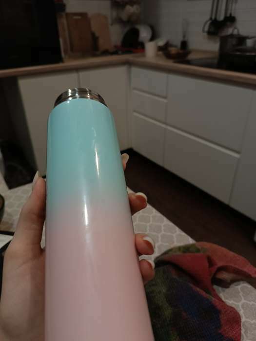 Фотография покупателя товара Термос, 500 мл, Basic "Мастер К.", сохраняет тепло 8 ч, термометр, розово-голубой